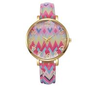 RORIOS Montre Bohème Femme Montres Analogique à Motifs Ethniques avec Bracelet Coloré Pièce Horlogère Bohémienne Mode pour Amateurs Boho-Chic Rose-Rose-Jaune-Bleu