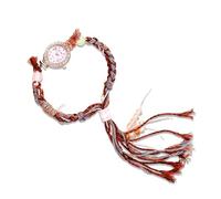 RORIOS Montre Bohème Femmes Bracelet Tressé avec Tassel Perles Quartz Analogique Étanche Accessoire Mode pour Plage Fête & Vie Quotidienne Rose