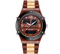 RORIOS Montre Bois Hommes Vintage Montre à Quartz Date et chronomètre Calendrier Naturel Lumineuses Montres Montre légère en Bois