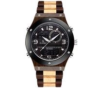 RORIOS Montre Bois Hommes Vintage Montre à Quartz Date et chronomètre Calendrier Naturel Lumineuses Montres Montre légère en Bois