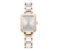 RORIOS Montre Bracelet Carrée pour Femmes Bracelet Métallique Cadran Strass Ornée Montres Mode et Élégantes Watch Blanc