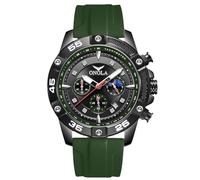 RORIOS Montre-Bracelet Élégante pour Hommes Montres Décontractées Sport Montre de Poignet Quartz Analogique Multifonctionnelle avec Bracelet en Silicone Vert