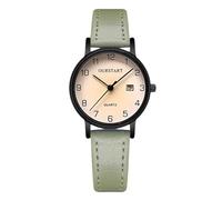 RORIOS Montre-Bracelet Facile à Lire avec Bracelet en Cuir Quartz Analogique Numérique Montre élégantes étanche Watches pour Femme Vert