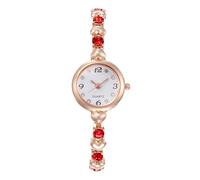 RORIOS Montre Bracelet Fashion Femme Mouvement Quartz Décoration Cristal Bracelet en Métal Élégant Montres Soirée pour Femmes Rouge