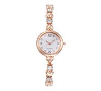 RORIOS Montre Bracelet Fashion Femme Mouvement Quartz Décoration Cristal Bracelet en Métal Élégant Montres Soirée pour Femmes Or Rose Blanc