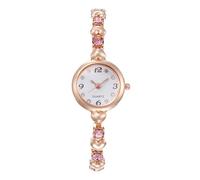 RORIOS Montre Bracelet Fashion Femme Mouvement Quartz Décoration Cristal Bracelet en Métal Élégant Montres Soirée pour Femmes Rose