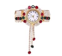 RORIOS Montre Bracelet Femme avec Strass Élégante Montres Bangle Ton Or à Mouvement Quartz Watch Mode Multicolore pour Usage Quotidien & Cadeau Rouge Vert