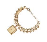 RORIOS Montre Bracelet Femme Cadran Carré Chaîne Dorée Montres Analogique Quartz Étanche pour Soirée Décontractée Cadeau Jaune