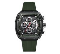 RORIOS Montre-Bracelet Tonneau pour Hommes Montres Élégante Décontractées Montre Sport Silicone Montre de Poignet Multifonctionnelle Quartz Analogique Vert
