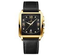 RORIOS Montre Carrée pour Homme Élégant Diamant, Poignet Quartz Étanche Lumineuse Vintage avec Bracelet Acier Inoxydable