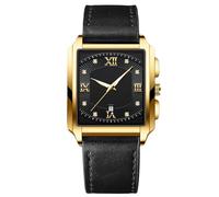 RORIOS Montre Carrée pour Homme Élégant Diamant, Poignet Quartz Étanche Lumineuse Vintage avec Bracelet Acier Inoxydable