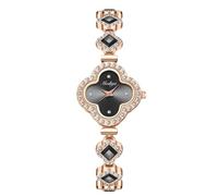 RORIOS Montre Clover Montre Quartz avec Bracelet en Diamant étanche Affichage Analogique Classic pour Femme Noir