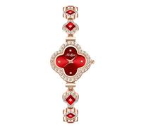 RORIOS Montre Clover Montre Quartz avec Bracelet en Diamant étanche Affichage Analogique Classic pour Femme Rouge