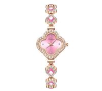 RORIOS Montre Clover Montre Quartz avec Bracelet en Diamant étanche Affichage Analogique Classic pour Femme Rose