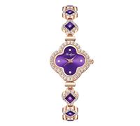 RORIOS Montre Clover Montre Quartz avec Bracelet en Diamant étanche Affichage Analogique Classic pour Femme Violet