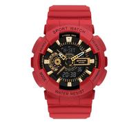 RORIOS Montre Couple Électronique Montre de Poignet Multifonction Militaire Montre Hommes Femmes Montre Digitale Quartz Bracelet Résine pour Filles Garçons Rouge A