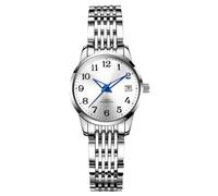 RORIOS Montre de Poignet Dames Mécanique Montres Élégant pour Femmes Montre Bracelet Minimaliste Automatique Montre Mode Acier Inoxydable Blanc B