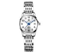 RORIOS Montre de Poignet Dames Mécanique Montres Élégant pour Femmes Montre Bracelet Minimaliste Automatique Montre Mode Acier Inoxydable Blanc B