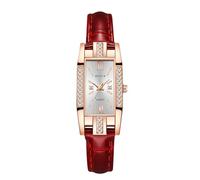 RORIOS Montre Diamantée Rectangulaire pour Femme Montres à Quartz avec Bracelet en Cuir Mode étanche Watches Blanc