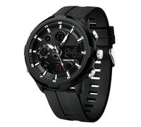 RORIOS Montre Double Affichage Homme Montres de Poignet Sports Digital Électronique Quartz Watch Mode Multifonction Bracelet en Silicone Noir