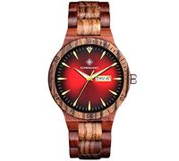 RORIOS Montre en Bois Lumineux pour Homme avec Affichage de la Date - Analogique Quartz Naturel Légère