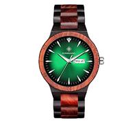 RORIOS Montre en Bois pour Homme Lumineux avec Affichage de la Date - Analogique Quartz Légère et Naturelle