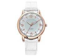 RORIOS Montre Facile à Lire Bracelet en Cuir Quartz Analogique Numérique Mode Montres étanche Délicate Watches pour Femme Blanc