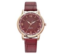 RORIOS Montre Facile à Lire Bracelet en Cuir Quartz Analogique Numérique Mode Montres étanche Délicate Watches pour Femme Rouge