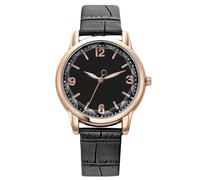 RORIOS Montre Facile à Lire Bracelet en Cuir Quartz Analogique Numérique Mode Montres étanche Délicate Watches pour Femme Noir