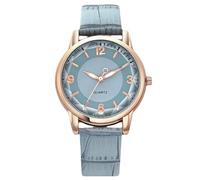 RORIOS Montre Facile à Lire Bracelet en Cuir Quartz Analogique Numérique Mode Montres étanche Délicate Watches pour Femme Bleu