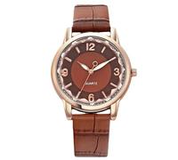 RORIOS Montre Facile à Lire Bracelet en Cuir Quartz Analogique Numérique Mode Montres étanche Délicate Watches pour Femme Brun