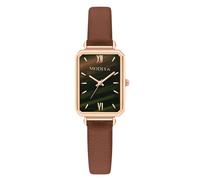 RORIOS Montre Féminine Rectangulaire Élégante Boîtier Fin & Bracelet en Cuir Doux Montres Rétro Tendance pour Quotidien/Bureau/Fête Marron