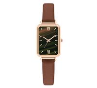 RORIOS Montre Féminine Rectangulaire Élégante Boîtier Fin & Bracelet en Cuir Doux Montres Rétro Tendance pour Quotidien/Bureau/Fête Marron