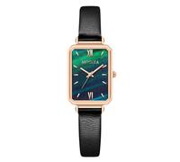 RORIOS Montre Féminine Rectangulaire Élégante Boîtier Fin & Bracelet en Cuir Doux Montres Rétro Tendance pour Quotidien/Bureau/Fête Vert