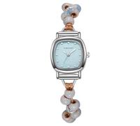 RORIOS Montre Femme à Cadran Carré Bracelet Tressé Perles de Mode Montres Quartz Élégante et Décontractée avec Options Rose/Bleu/Vert Pourpre pour Le Quotidien Bleu