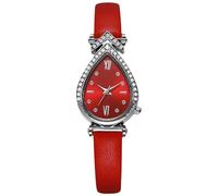 RORIOS Montre Femme avec Cadran en Forme de Goutte et Décoration Strass Plusieurs Couleurs Styles Cadran Elegante Montres pour Dames Rouge
