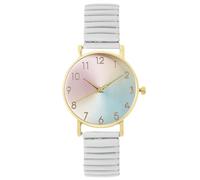 RORIOS Montre Femme Cadran Dégradé Bracelet Extensible Acier Inoxydable Montres Quartz Analogique Lisible Usage Quotidien & Cadeau Anniversaire Fête Blanc