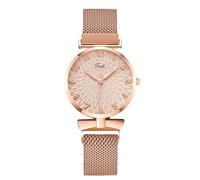 RORIOS Montre Femme Élégante à Cadran Floral 3D Bracelet Métal Premium Montres Quartz pour Quotidien Loisirs & Soirée Or Rose