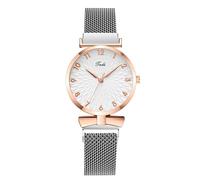 RORIOS Montre Femme Élégante à Cadran Floral 3D Bracelet Métal Premium Montres Quartz pour Quotidien Loisirs & Soirée Argent