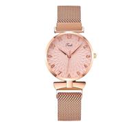 RORIOS Montre Femme Élégante à Cadran Floral 3D Bracelet Métal Premium Montres Quartz pour Quotidien Loisirs & Soirée Rose