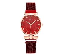 RORIOS Montre Femme Élégante à Cadran Floral 3D Bracelet Métal Premium Montres Quartz pour Quotidien Loisirs & Soirée Rouge