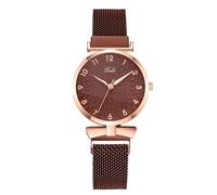 RORIOS Montre Femme Élégante à Cadran Floral 3D Bracelet Métal Premium Montres Quartz pour Quotidien Loisirs & Soirée Marron