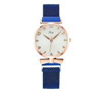 RORIOS Montre Femme Élégante à Cadran Floral 3D Bracelet Métal Premium Montres Quartz pour Quotidien Loisirs & Soirée Bleu