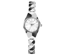 RORIOS Montre Femme Élégante Ornée de Cristaux Bracelet Géométrique 30m Imperméable Quarz Léger pour Mode Alltag & Soirées Argent Blanc