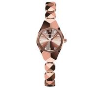 RORIOS Montre Femme Élégante Ornée de Cristaux Bracelet Géométrique 30m Imperméable Quarz Léger pour Mode Alltag & Soirées Café doré