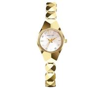 RORIOS Montre Femme Élégante Ornée de Cristaux Bracelet Géométrique 30m Imperméable Quarz Léger pour Mode Alltag & Soirées Or Blanc