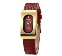 RORIOS Montre Femme Élégante Rectangulaire Boîtier Fin Bracelet Cuir Montres Analogique Quartz Résistante à l’Eau Accessoire Mode Rouge doré