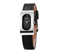RORIOS Montre Femme Élégante Rectangulaire Boîtier Fin Bracelet Cuir Montres Analogique Quartz Résistante à l’Eau Accessoire Mode Argent Noir