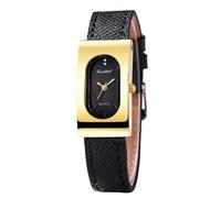 RORIOS Montre Femme Élégante Rectangulaire Boîtier Fin Bracelet Cuir Montres Analogique Quartz Résistante à l’Eau Accessoire Mode Or Noir