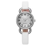RORIOS Montre Femme en Cuir de Mode Cadran Numérique Incrusté Strass Multicolore Essentiel pour Casual & Soirée Blanc
